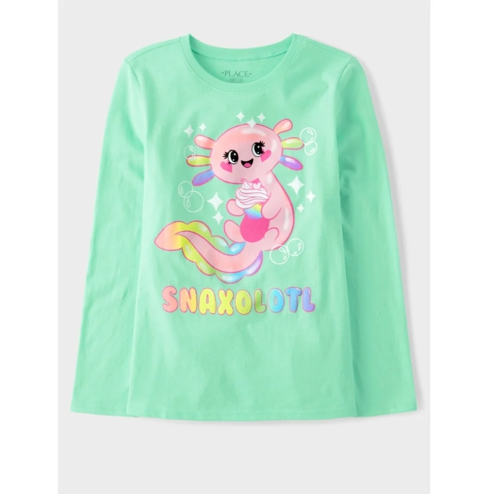 NWT The Children's Place Mint Snaxolotl Long Sleeve Tee